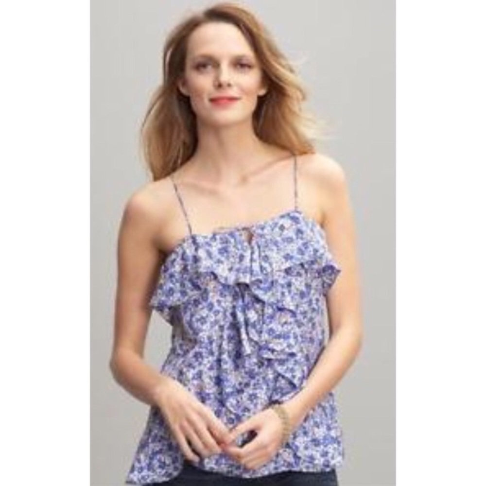 Banana Republic Floral Silk Ruffle Strappy Cami XS - Picture 2 of 7